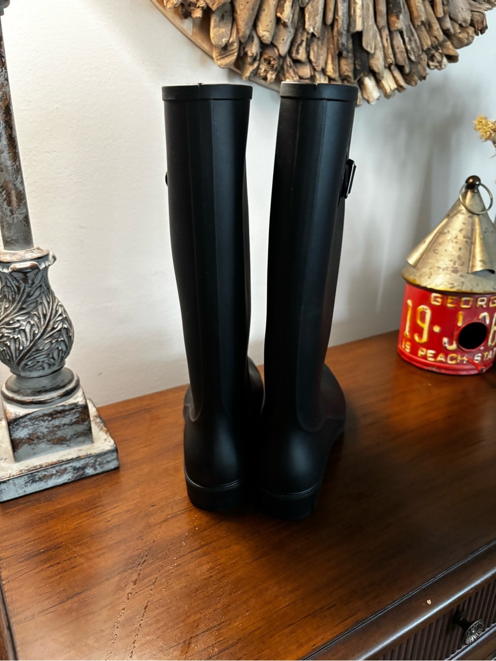Waterproof Gorpcore Black Rain Boot with Buckle Detail - Women Size 8 - Picture 2 of 8